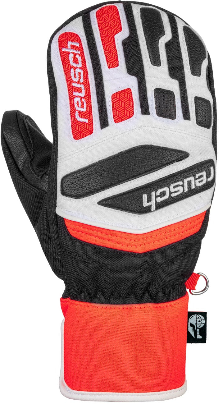 Reusch racing winter junior red-black-white mittens Worldcup Warrior Prime R-Tex XT, front view