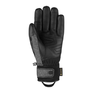 Back view of Reusch Alexis Pinturault GTX men’s gloves in black and grey with Gore Grip technology.
