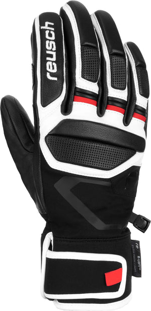 Mens' Alpine Black White Fire Red winter gloves Reusch Pro RC, front view