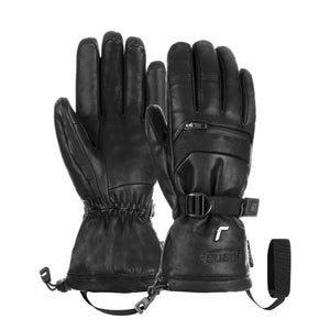 Mens' Alpine black winter gloves Reusch Fullback R-TEX® XT, front and back view