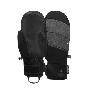 Women's Alpine winter black melange gloves Reusch Febe R-TEX® XT Mitten, front and back view