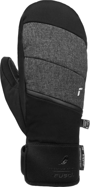 Women's Alpine winter black melange gloves Reusch Febe R-TEX® XT Mitten, front view