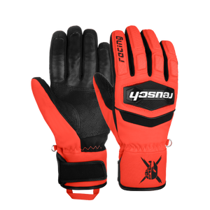 Racing red-black winter gloves Reusch Worldcup Warrior R-TEX® XT, front and back view