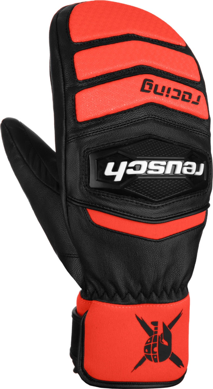 Racing fluo red winter gloves Reusch Worldcup Warrior Team Mitten 2.0, front view
